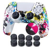 YoRHa Borchie Stampato Cassa pelle copertura silicone skin Cover Custodia per PS5 Dualsense Controller x 1 (Graffiti) Con PRO presa del pollice thumb grips x 8