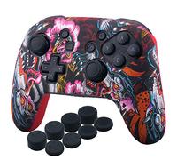 YoRHa Borchie Trasferimento Stampa Cassa Pelle Copertura Silicone Skin Cover Custodia per Switch Pro Controller x 1 (Graffiti) Con PRO Presa Del Pollice Thumb Grips x 8