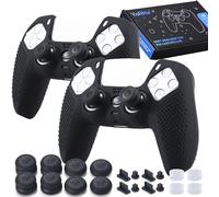 YoRHa Cover in silicone per controller PS5 x 2 (nera) con impugnature per pollice x 8, spine x 8, protezioni analogiche x 4