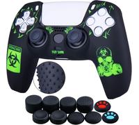 YoRHa Cover posteriore in gomma siliconica per controller Dualsense PS5 x 1 (BH verde) con impugnature per pollice Pro x 10