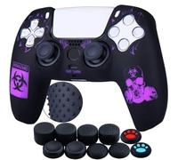 YoRHa Cover posteriore in gomma siliconica per controller Dualsense PS5 x 1 (BH viola) con impugnature per pollice Pro x 10