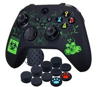 YoRHa Custodia in Silicone Cover Skin Intaglio Laser per Xbox Series X/S Controller (BH Verde) x 1 con Copri levette Analogiche x 10