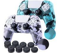 YoRHa Impugnatura dei Struttura Silicone Pelle Cassa Skin per Controller PS5 x 2 (Purple+Green) con Thumb Grips x 8