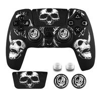 YoRHa Intaglio Laser Silicone Pelle Cassa Skin per Controller PS5 x 1 (Bianco) con Thumb Grips x 8