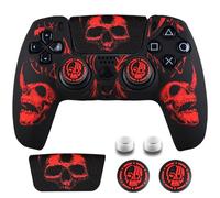 YoRHa Intaglio Laser Silicone Pelle Cassa Skin per Controller PS5 x 1 (Rosso) con Thumb Grips x 8