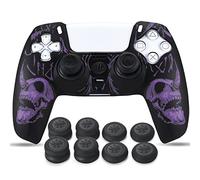 YoRHa Intaglio Laser Silicone Pelle Cassa Skin per Controller PS5 x 1 (Viola) con Thumb Grips x 8