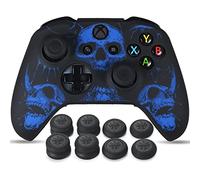 YoRHa Intaglio Laser Silicone Pelle Cassa Skin per Controller Xbox One S/X x 1 (Blue) con Thumb Grips x 8