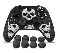 YoRHa Intaglio Laser Silicone Pelle Cassa Skin per Controller Xbox Series X/S x 1 (Bianco) con Thumb Grips x 8