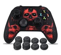 YoRHa Intaglio Laser Silicone Pelle Cassa Skin per Controller Xbox Series X/S x 1 (Rosso) con Thumb Grips x 8