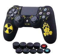 YoRHa Lncisione Laser Custodia in Silicone Cover (Radiazione) per PS4/Slim/Pro Dualshock 4 Controller x 1 con Manopole Thumb Grips x 10