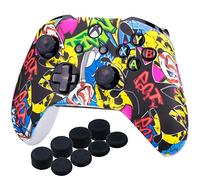 YoRHa Stampa Silicone di Gomma Cover Custodia per la Pelle Cassa Caso Skin per Xbox One S/X Controller x 1 (Cranio comico) Con PRO Thumb Grips Copri Levette Analogiche x 8