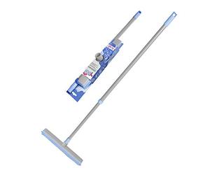 York Bacteria Stop Scopa in gomma con manico telescopico, scopa con setole in gomma, setole antibatteriche per prevenire la proliferazione batterica, grigio blu, medio, 51300