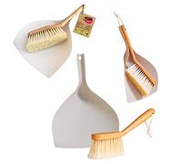 ECONATURAL by York Paletta e scopa piccola Eco Natural | 34 x 25 x 7 cm | Set di paletta in bambù | scopa con manico elegante teglia fissa sul pavimento, marrone e bianco, 4062140-001740