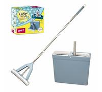 YORK Mocio Easy con spugna PVA assorbente - 34 cm | Pulisci i pavimenti senza mani bagnate e sporche | Set di mocio con secchio, manico telescopico | 130 cm, blu, 34 x 12,5 x 29,5 cm