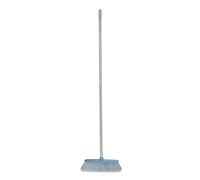 YORK ReSTART Scopa con Manico Lungo 120 cm Setole Fitte in Plastica Riciclata e Trucioli di Legno Spazzolone Ergonomico per Interni ed Esterni Casa e Ufficio Larghezza 31 cm Colore Blu e Legno