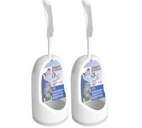 York Scopino per WC Spazzolato Scovolino WC Porta scopino rotondo in plastica Set Di Scopini per WC Protezione Antischizzo Scopettino Bagno Durevole e Igienico Colore Bianco (Confezione da 2)