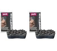 York, spugna da massaggio a farfalla, una spugna da bagno a due strati per la cura e il massaggio quotidiano del corpo. (Confezione da 2)