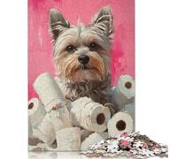 Yorkie Dog with Toilet Paper Painting Yorkie Toilet Print Jigsaw Puzzle Impossibili 1000 Pezzi Decorazione Per La Casa. Giochi Rilassamento E Intelligence Per Adulti E Ragazzi Da 14 Anni 1000pcs (7