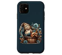 Yorkie Grandpa Gnome In A Dog Basket With Floral Blue Flower Custodia per iPhone 11