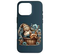 Yorkie Grandpa Gnome In A Dog Basket With Floral Blue Flower Custodia per iPhone 16 Pro