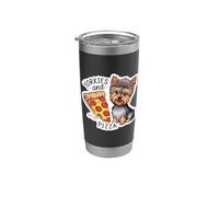 Yorkies and Pizza - Cucciolo di Yorkshire Terrier Bicchiere termico in acciaio inox doppia parete