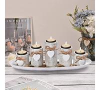 Yorkmills Set di portacandele con vassoio in legno, portacandele vintage, centrotavola da tavolo, decorazione per la casa, soggiorno, camera da letto, matrimoni, compleanni, feste di Natale