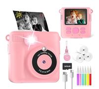 YORKOO Fotocamera istantanea per bambini con carta fotografica, fotocamera digitale HD 1080P per ragazze, regalo creativo per bambini dai 4 ai 10 anni, videoregistratore, scheda SD da 32 GB, rosa
