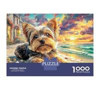 Yorkshire Terrier (18)_3 1000 Pezzi Resistente Cartone Puzzle Yorkie Rilassandosi Spiaggia Soleggiata Adolescenti Rilassamento Casa Sollievo Stress Mindfulness