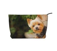 Yorkshire Terrier Bokeh Cani Carini Muro, Borsa per cosmetici in velluto a coste Borsa per il trucco Borsa da viaggio portatile