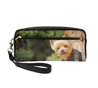 Yorkshire Terrier Bokeh Cani carini Yorkie da parete, Borsa per il trucco Borsa per cosmetici Borsa da viaggio portatile da toilette Astuccio in pelle per donne e ragazze