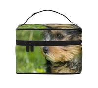 Yorkshire Terrier, cane carino, erba verde, borsa da viaggio per il trucco da donna, grande organizer per cosmetici