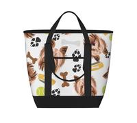 Yorkshire Terrier cane sorridente,Borsa porta pranzo grande capacità isolata per donne e uomini, lavoro, picnic, viaggi