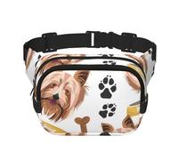 Yorkshire Terrier cane sorridente, Marsupio quadrato a doppio strato, borsa da viaggio, marsupio casual