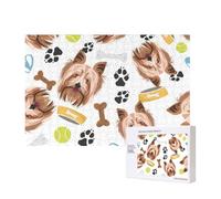 Yorkshire Terrier cane sorridente,Puzzle in legno da 300 pezzi per famiglie, per adulti e adolescenti, decorazioni per la casa