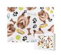 Yorkshire Terrier cane sorridente,Puzzle in legno da 500 pezzi, gioco di famiglia, puzzle per adulti e adolescenti, decorazioni per la casa