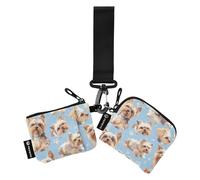 Yorkshire Terrier Cani Chic Blu Donne Cassa di Carta di Credito Portamonete Piccolo Portamonete Staccabile Portamonete Cambiamento Titolare con Tasca con Cerniera per Uso quotidiano 2 Pz estuches para
