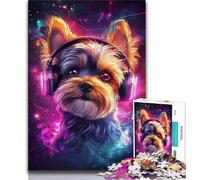 Yorkshire Terrier che ascolta musica, puzzle da 1000 pezzi per adolescenti, regalo per aiutare il cervello a esercitare i giocattoli avvincenti per coltivare la pazienza, ottimo regalo, 75x50cm