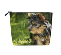 Yorkshire Terrier Erba Verde Cani Carini, Borsa per cosmetici in lino sintetico Borsa per trucco Borsa da viaggio portatile