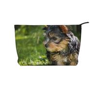 Yorkshire Terrier Erba Verde Cani Carini, Borsa per cosmetici in velluto a coste Borsa per il trucco Borsa da viaggio portatile