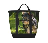 Yorkshire Terrier Erba Verde Cani Carini,Borsa porta pranzo grande capacità isolata per donne e uomini, lavoro, picnic, viaggi