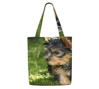 Yorkshire Terrier Erba Verde Cani Carini,Borse della spesa riutilizzabili, borse per la spesa, borsa a tracolla in tela di grande capacità