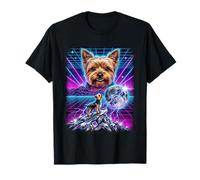 Yorkshire Terrier Howling to The Moon Meme synthwave degli Anni '90 Maglietta