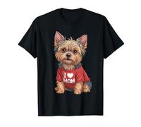 Yorkshire Terrier I Love Mom Dog Lover Cute Puppy Maglietta