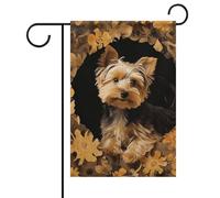 Yorkshire Terrier in The Cave Spring Summer Garden Flags 12x18 double face per esterni, bandiere da esterno stagionali e striscioni per terrazza, giardino, giardino, terrazza, balcone, prato