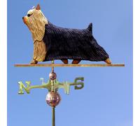 Yorkshire Terrier Intagliato a Mano Dipinto Basswood Cane Banderuola