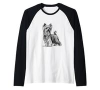 Yorkshire Terrier Line Art Amante dei Cani Maglia con Maniche Raglan