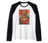 Yorkshire Terrier Mangiare Ramen Kawaii Anime Amante dei Cani Maglia con Maniche Raglan