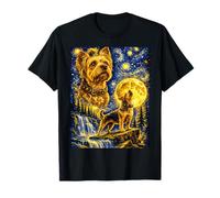 Yorkshire Terrier Notte Stellata Van Gogh Yorkie Cane Che Ulula Maglietta