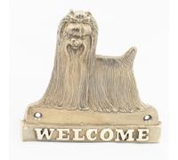 Yorkshire Terrier - Piastra IN Ottone Con Il Iscrizione 'Welcome' Art Dog