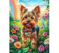 Yorkshire Terrier Puppy in Flower Garden Puzzle 300 Pezzi Per Ragazzi Gioco Educativo Creativo Intelligenza E Manualità Idea Regalo Per Figlio A Compleanno 300 PCS
